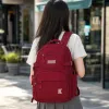 This red backpack is fashionable, lightweight and has a large capacity for student commuting and travel details Picture